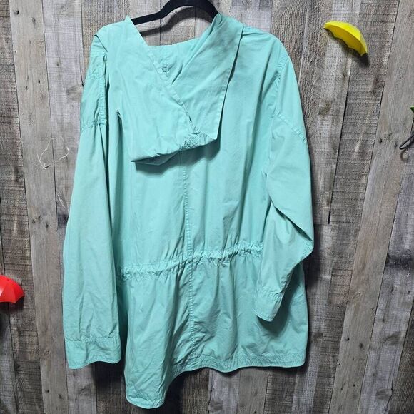 Free People Sky Hooded Parachute Parka Jacket MediumLarge Turquoise Anorak - Picture 3 of 5